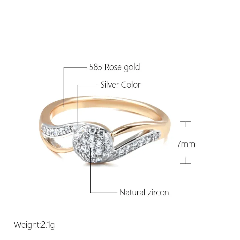 Sparkling  Luxury Fashion 14K Rolled Rose Gold  AAA  Full Zircon Diamonds Setting Bridal Wedding Ring Fine Jewelry