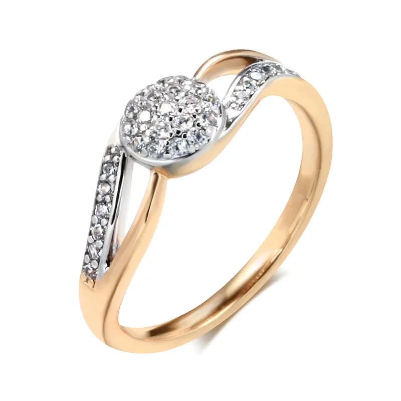 Sparkling  Luxury Fashion 14K Rolled Rose Gold  AAA  Full Zircon Diamonds Setting Bridal Wedding Ring Fine Jewelry
