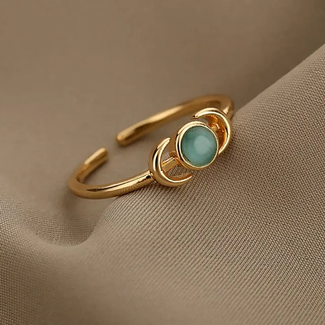 Stainless Steel Opal Moonstone Ring