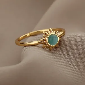 Stainless Steel Opal Moonstone Ring