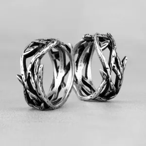Stainless Steel Victory Olive Branch Bikers Mens Ring