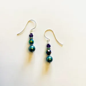 Tahiti Green   Purple Simple Drop Earrings