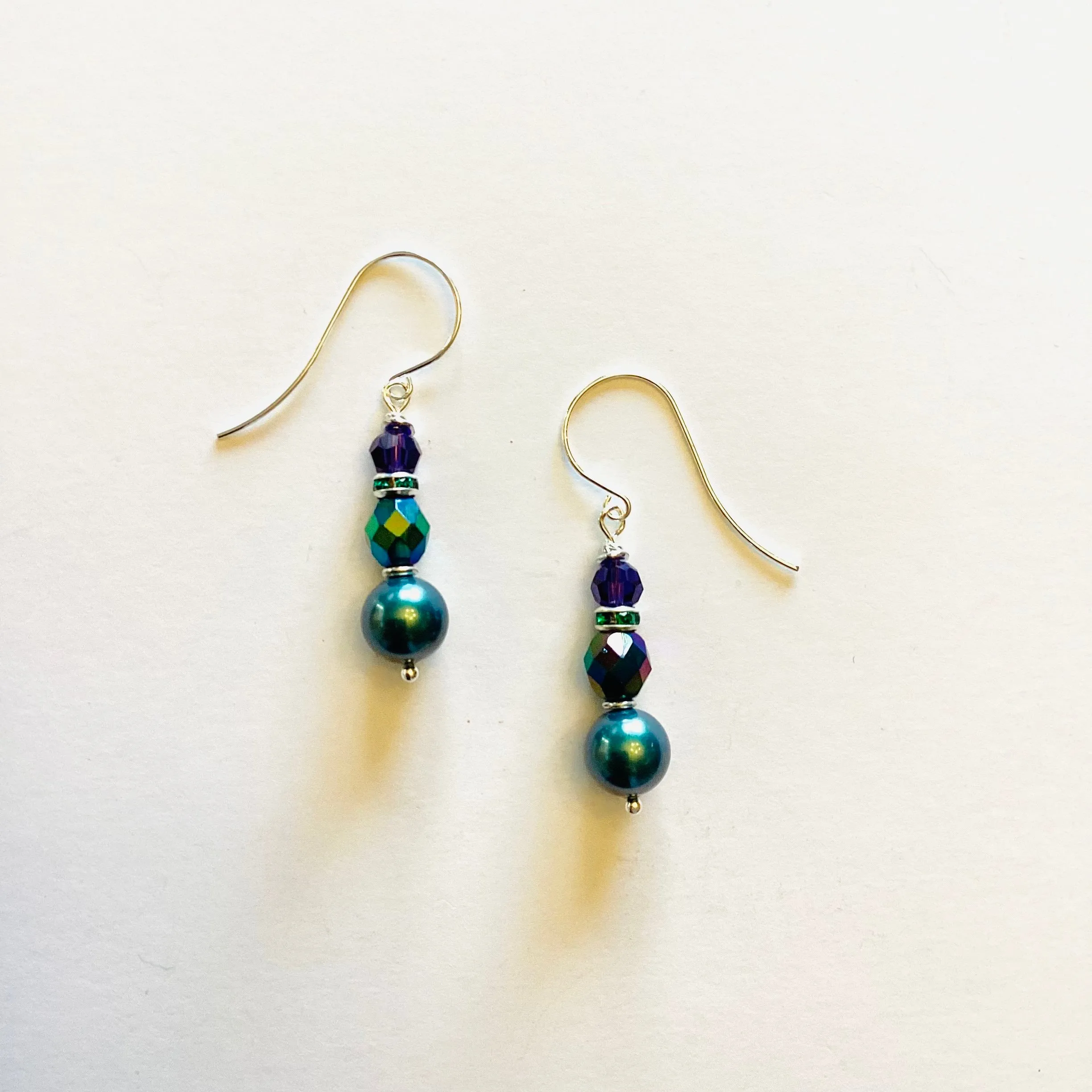 Tahiti Green   Purple Simple Drop Earrings