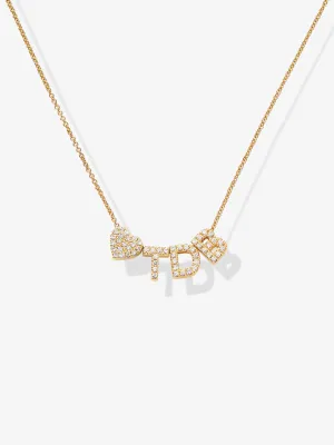 Three Diamond Letters & Heart Necklace