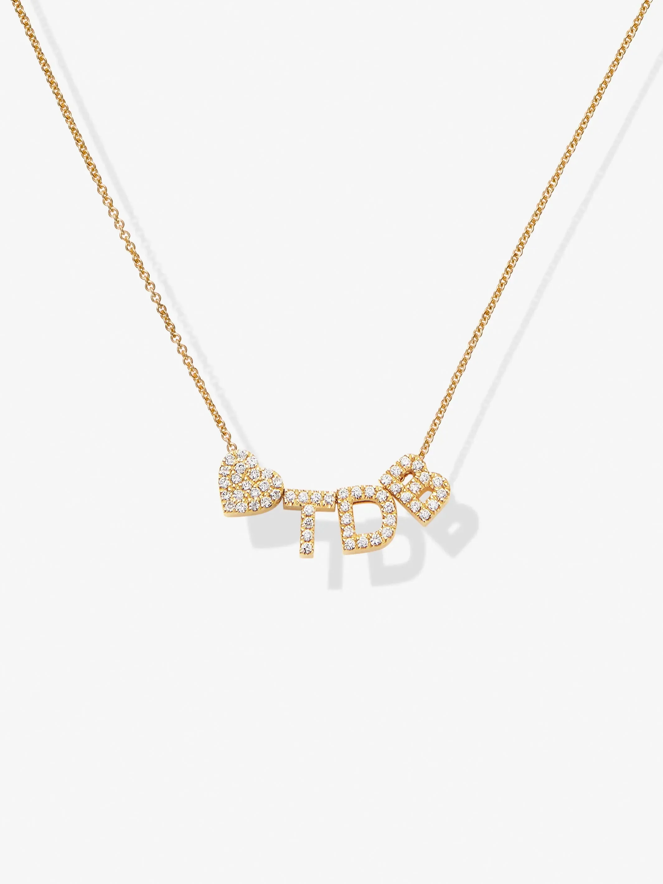 Three Diamond Letters & Heart Necklace