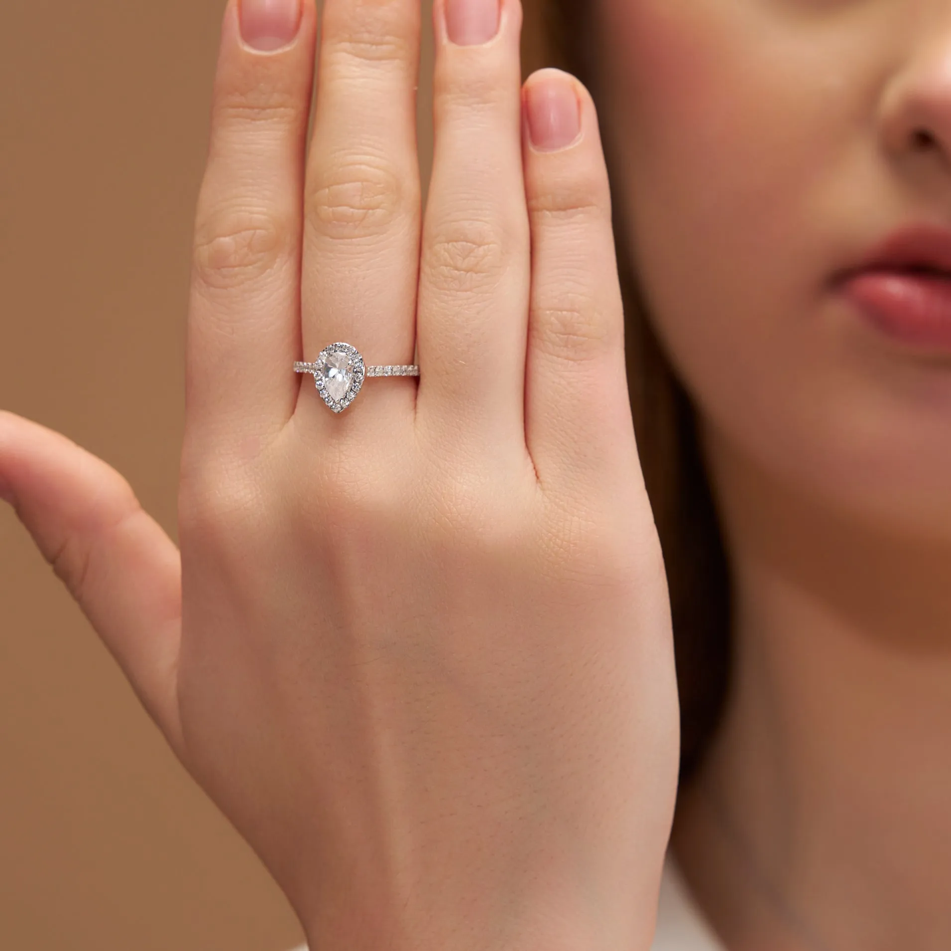 Timeless Elegant Pear Halo Ring