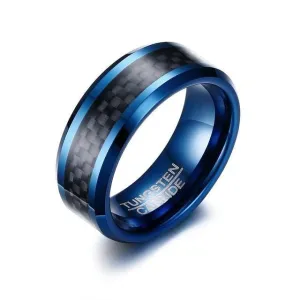Trendy Multi-Color Carbon Fiber Tungsten Carbide Ring