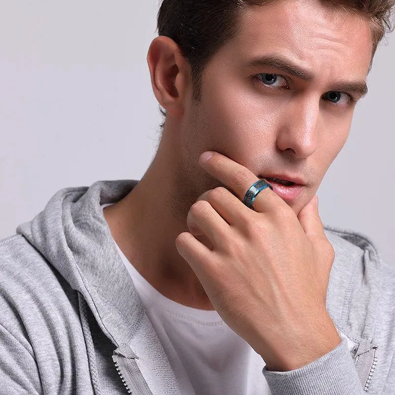Trendy Multi-Color Carbon Fiber Tungsten Carbide Ring