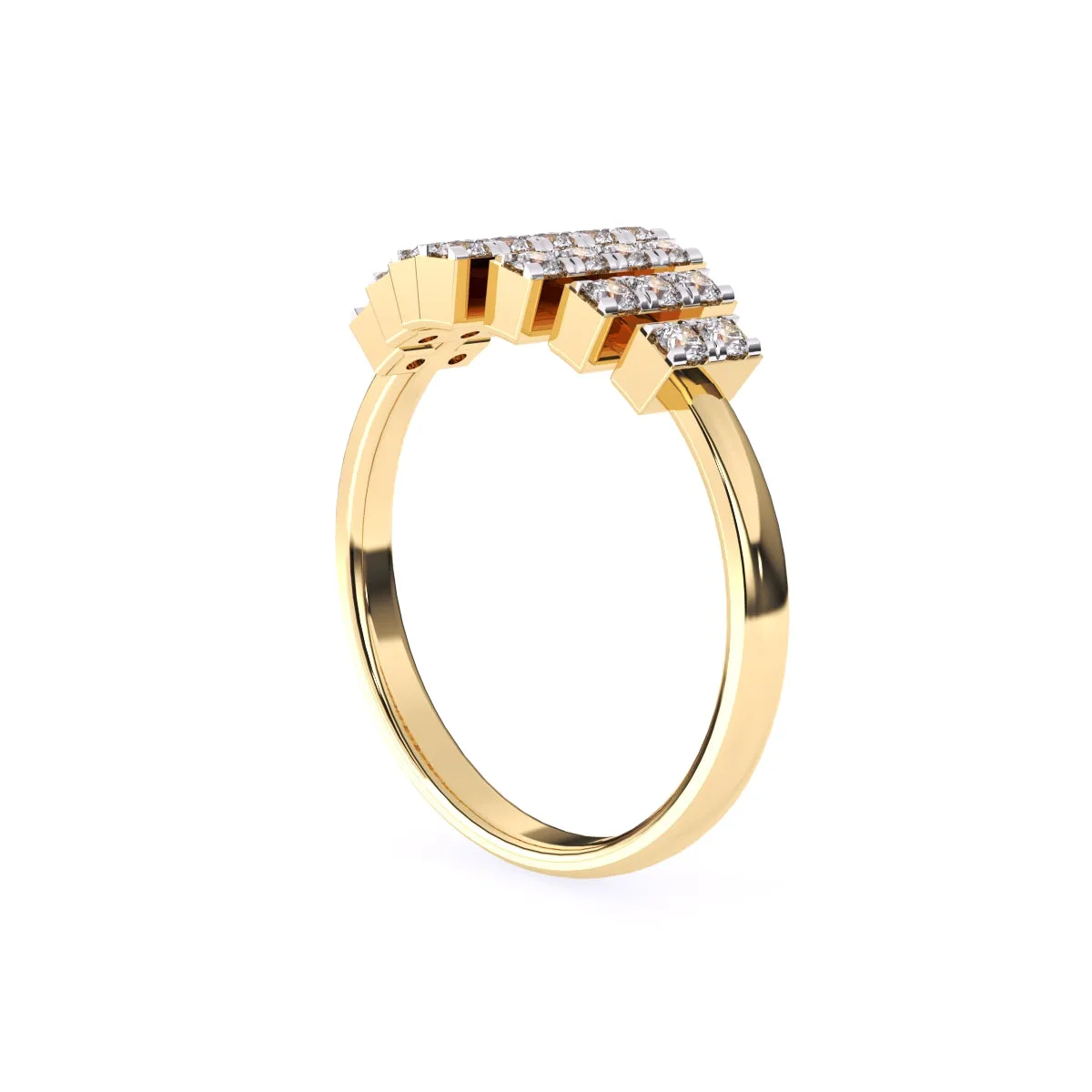 Trendy Seven Row Rose Gold Diamond Ring