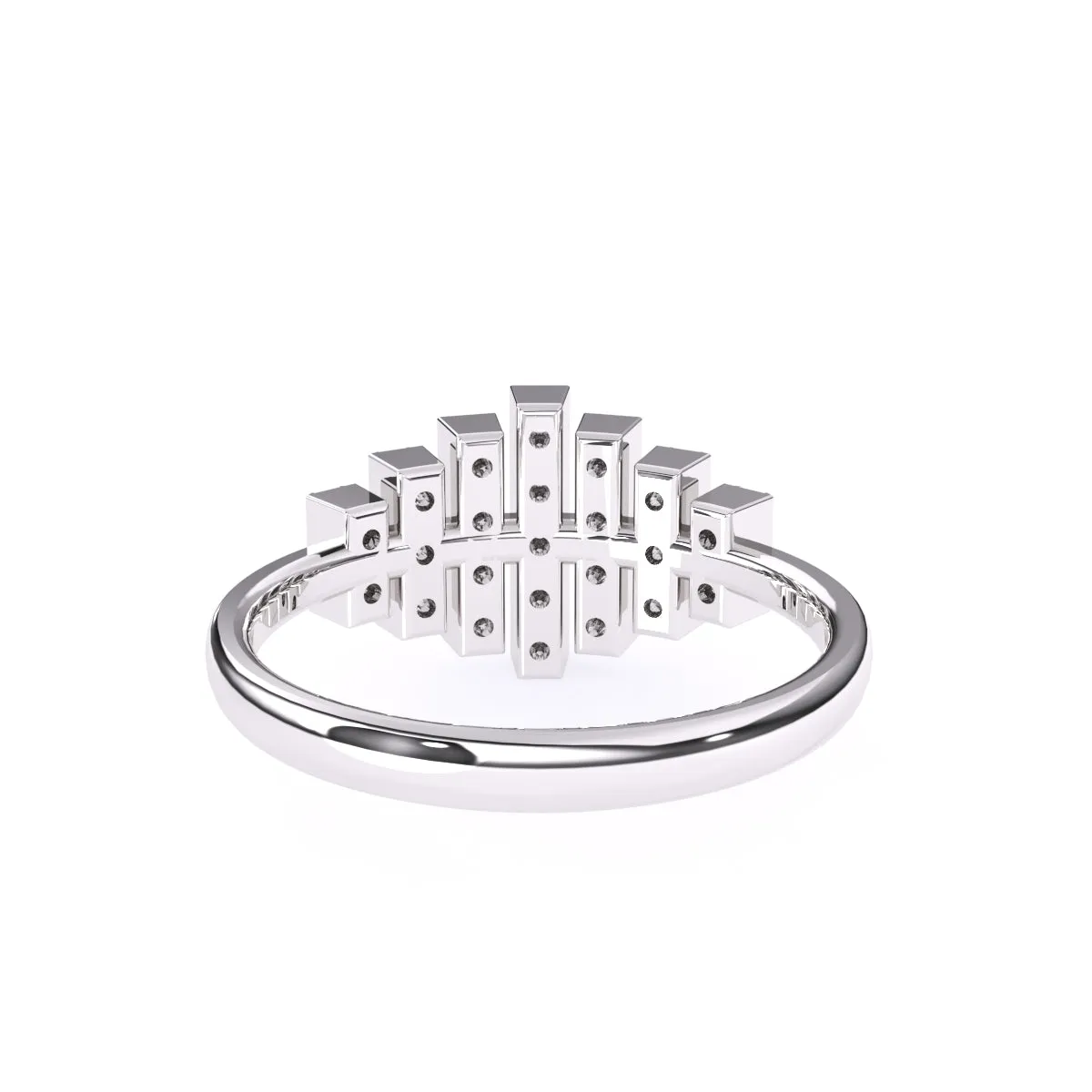 Trendy Seven Row Rose Gold Diamond Ring
