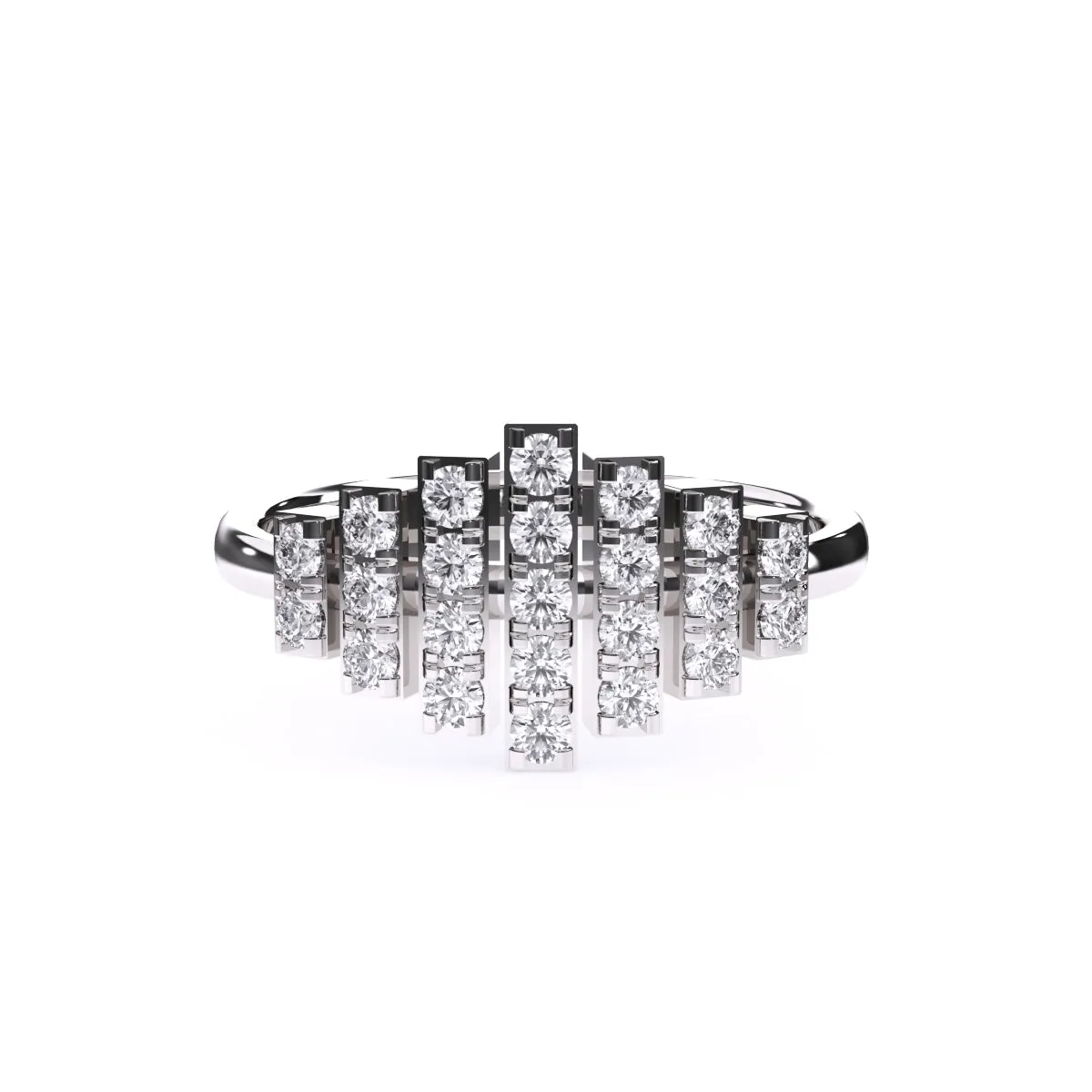 Trendy Seven Row Rose Gold Diamond Ring