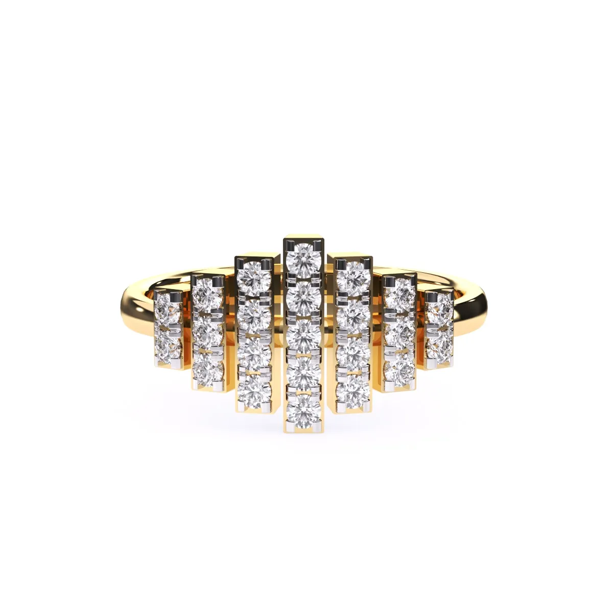 Trendy Seven Row Rose Gold Diamond Ring