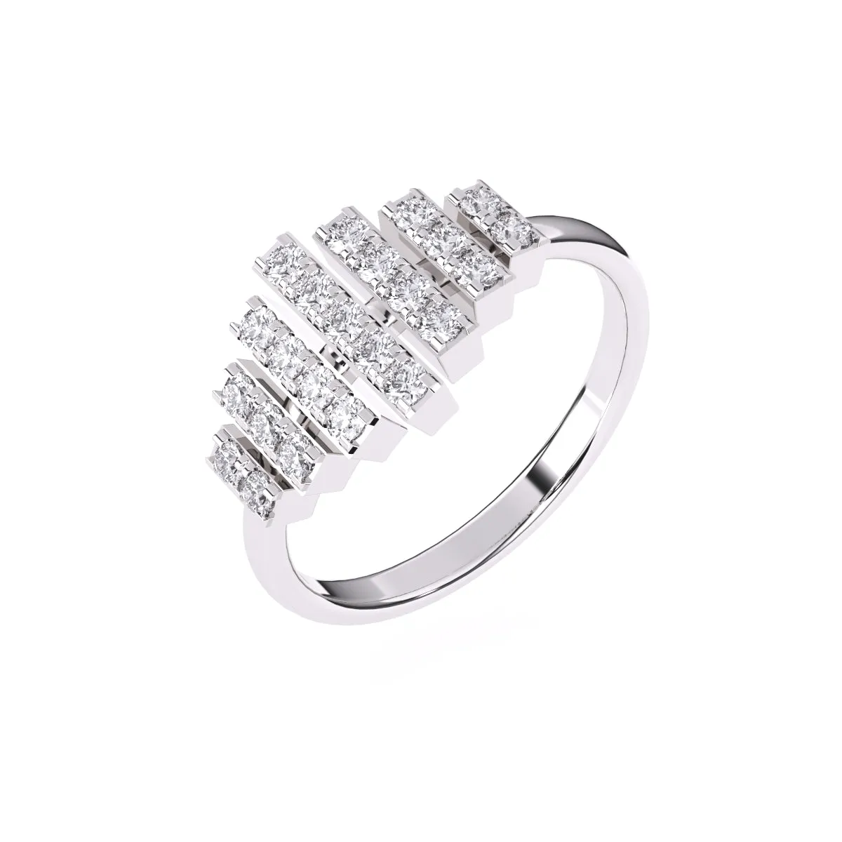 Trendy Seven Row Rose Gold Diamond Ring