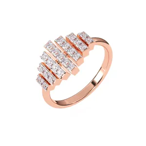 Trendy Seven Row Rose Gold Diamond Ring