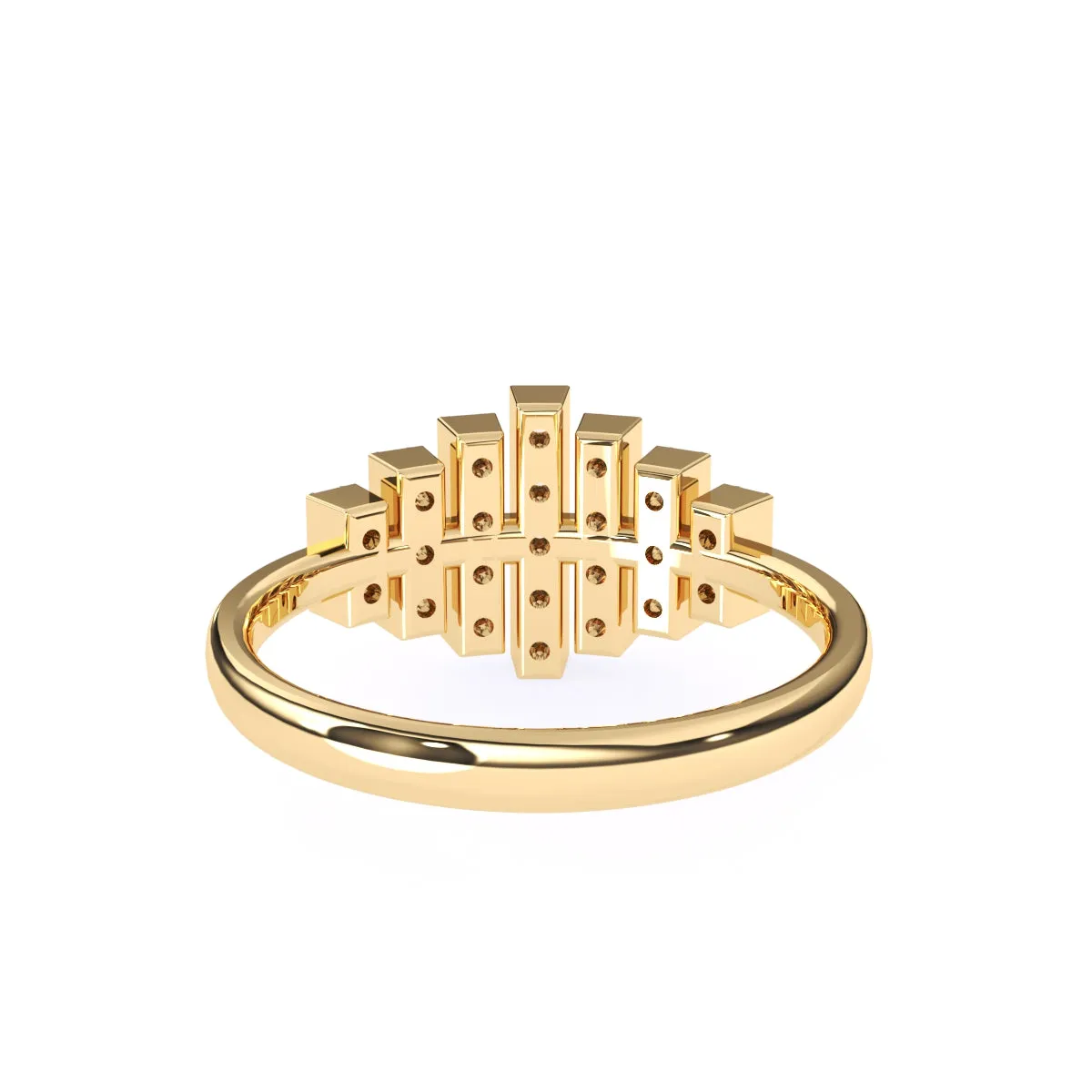 Trendy Seven Row Rose Gold Diamond Ring