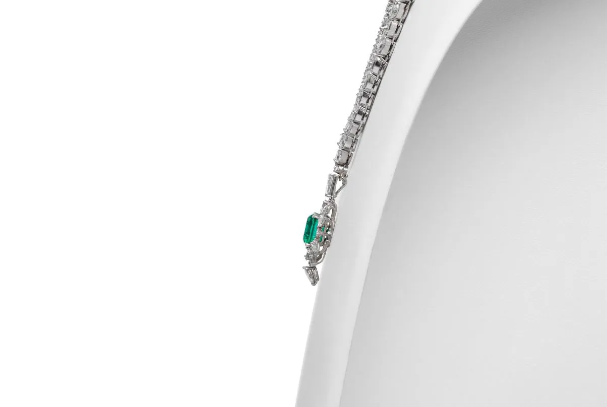 Vintage 1950s 5.00 Carat Emerald and 22.00 Carat Diamond Necklace