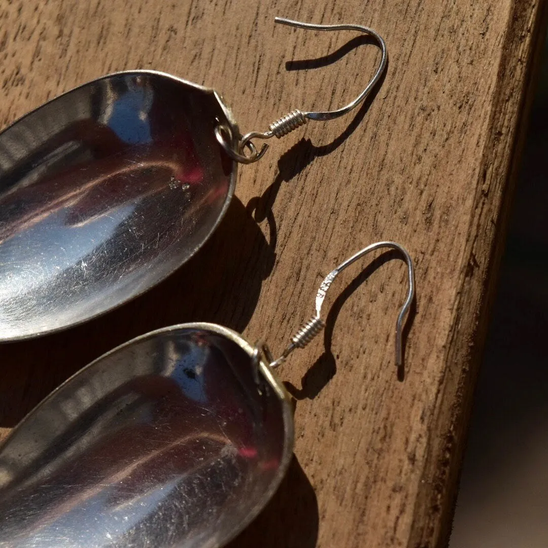 Vintage Sterling Silver Spoon Dangle Earrings, Spoon Earrings, Unique Earrings, 925 Earrings, 34mm
