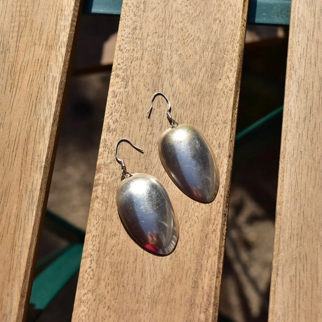 Vintage Sterling Silver Spoon Dangle Earrings, Spoon Earrings, Unique Earrings, 925 Earrings, 34mm