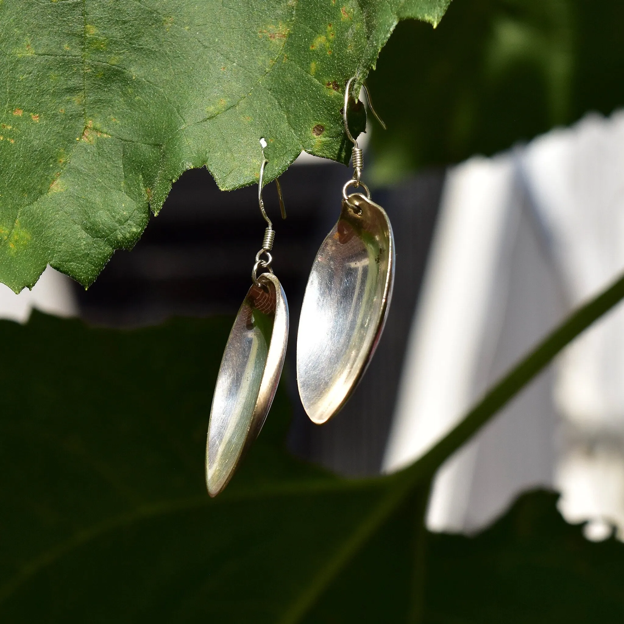 Vintage Sterling Silver Spoon Dangle Earrings, Spoon Earrings, Unique Earrings, 925 Earrings, 34mm