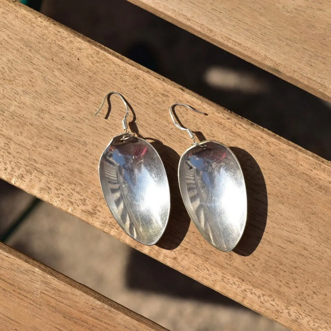 Vintage Sterling Silver Spoon Dangle Earrings, Spoon Earrings, Unique Earrings, 925 Earrings, 34mm
