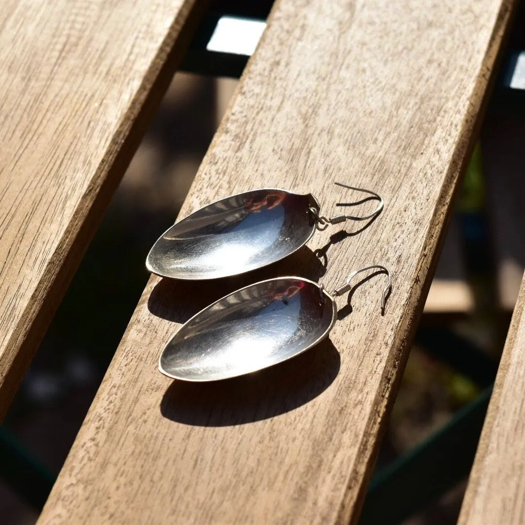Vintage Sterling Silver Spoon Dangle Earrings, Spoon Earrings, Unique Earrings, 925 Earrings, 34mm