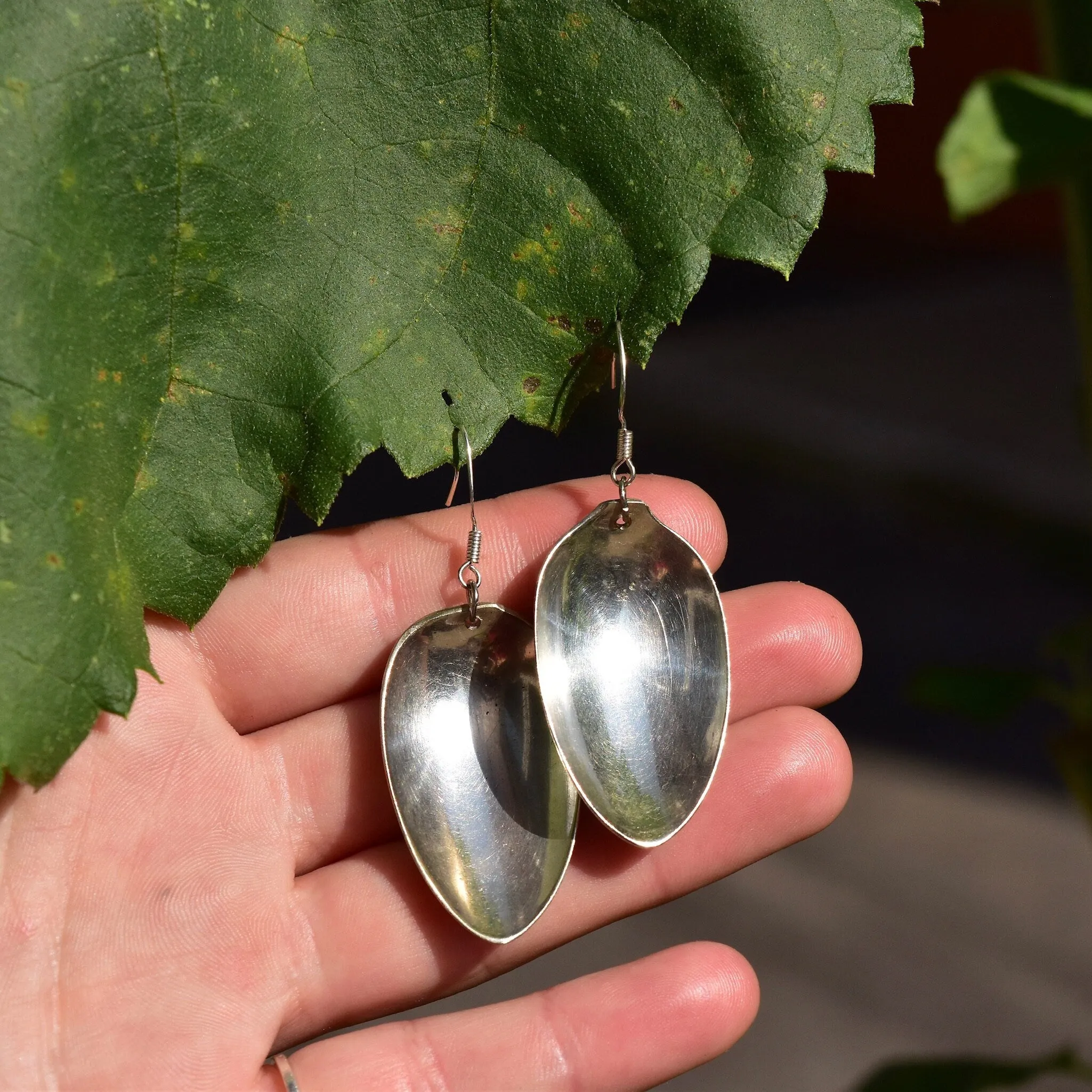 Vintage Sterling Silver Spoon Dangle Earrings, Spoon Earrings, Unique Earrings, 925 Earrings, 34mm