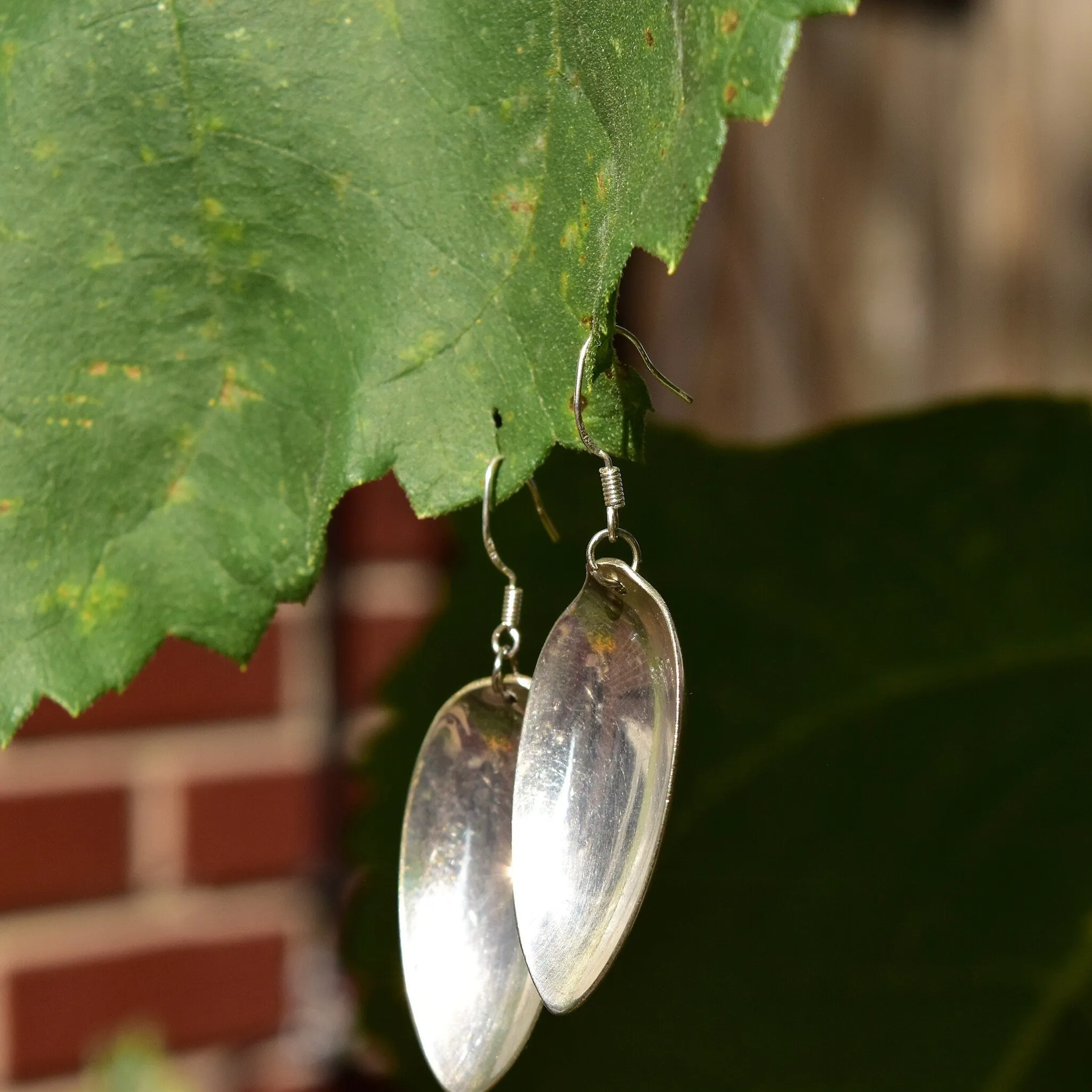 Vintage Sterling Silver Spoon Dangle Earrings, Spoon Earrings, Unique Earrings, 925 Earrings, 34mm
