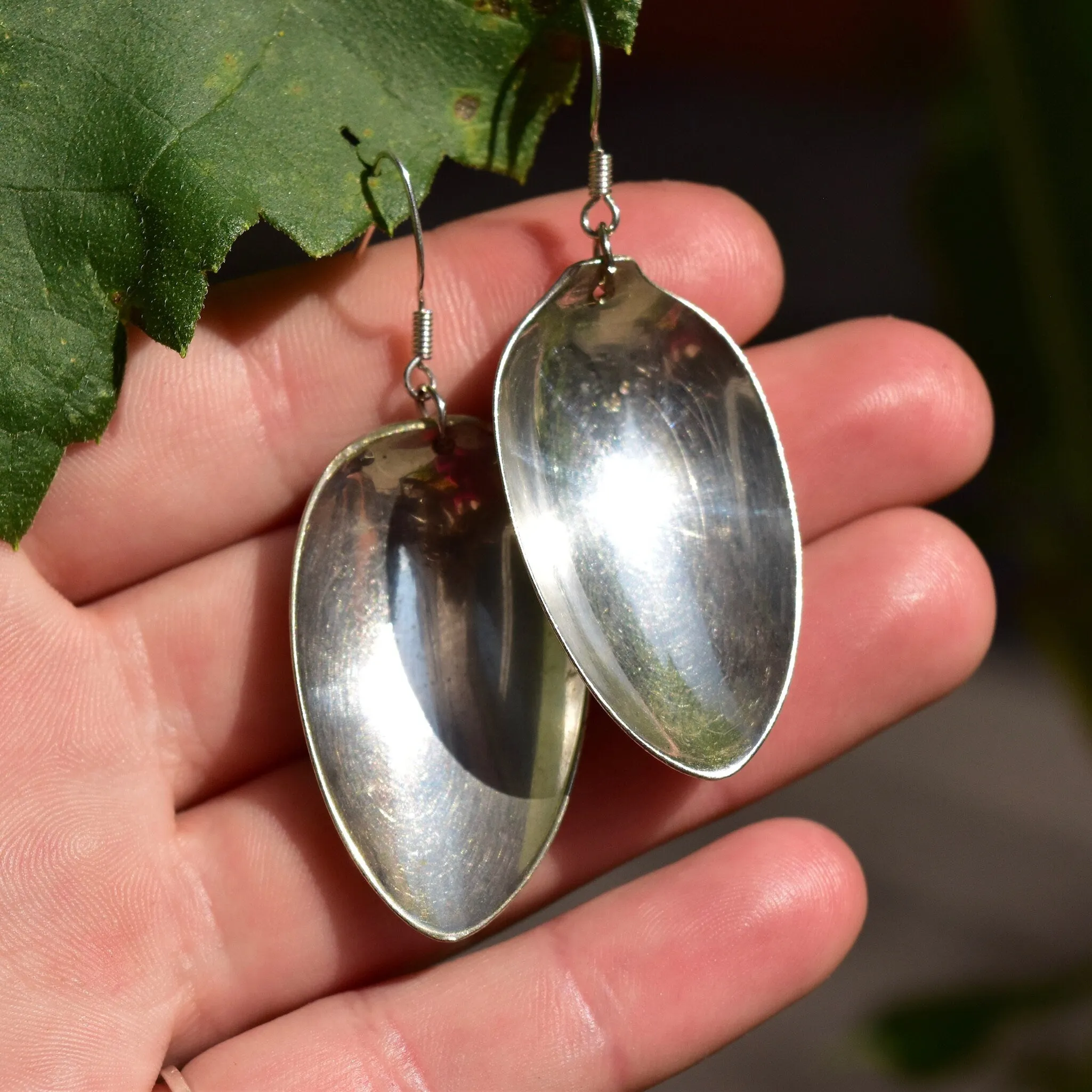 Vintage Sterling Silver Spoon Dangle Earrings, Spoon Earrings, Unique Earrings, 925 Earrings, 34mm