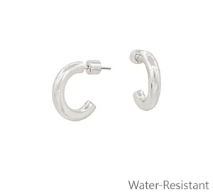 Water Resistant Simple Silver Hoop Earring