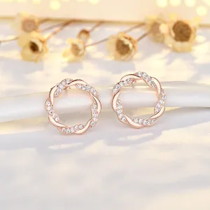 Wholesale Diamond Intertwined Simple Copper Stud Earrings