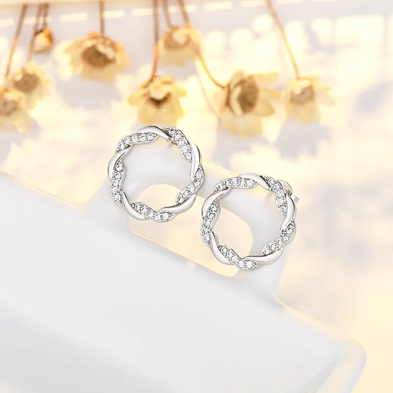 Wholesale Diamond Intertwined Simple Copper Stud Earrings