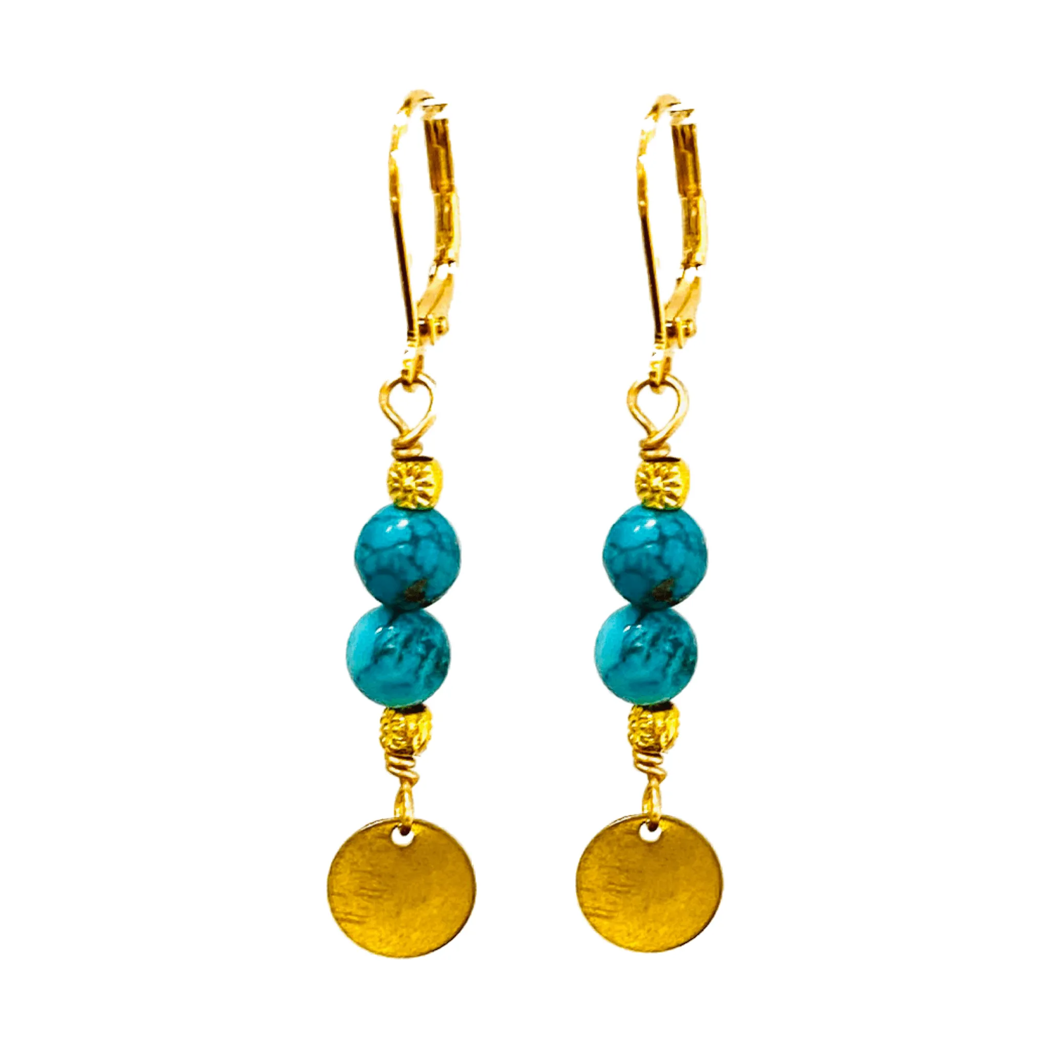 Women's Stanka 2" Turquoise & Gold Earrings | MINU