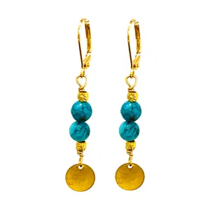 Women's Stanka 2" Turquoise & Gold Earrings | MINU