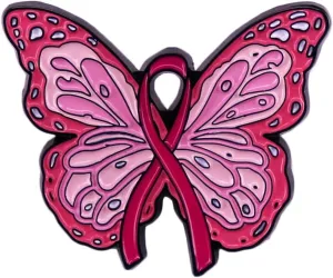 yangwenyuanRibbon Brooch Breast Cancer Awareness Enamel Pin Butterfly Design Pink Ribbon for Women Fashion Breast Cancer Awareness Brooch Elegant Ribbon Enamel Pins Corsage for Support Survivor