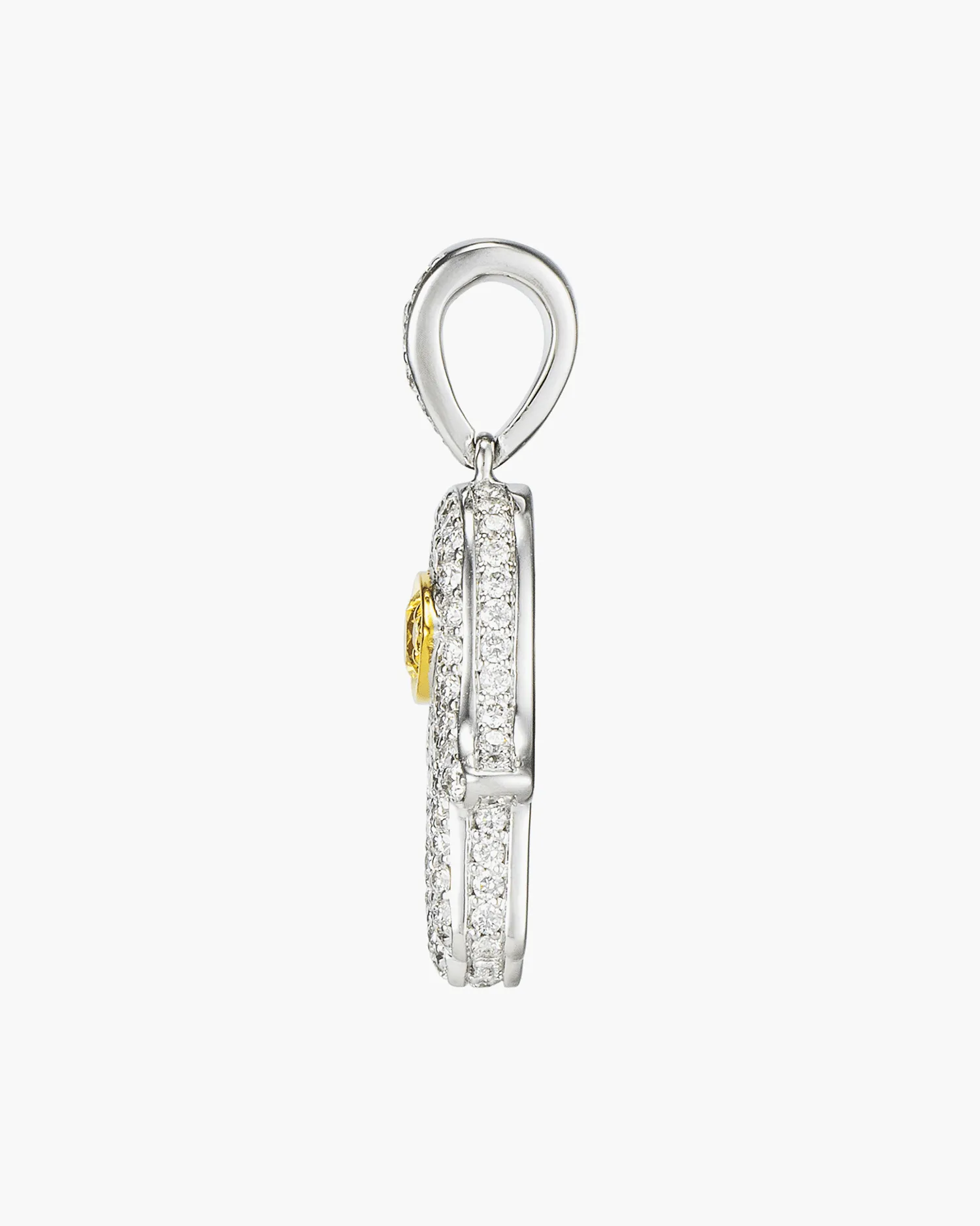 Yellow and White Diamond Hamsa Pendant Necklace, 0.71 carats