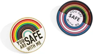 You Are Safe With Me Pin, Enamel Pins, pride pin safety pin Lesbian Bisexual Gay LGBT Pins, Brooch pins for socks, Enamel pins for Clothing Backpack Hat Decoration, Funny Badge Jewellery Gift
